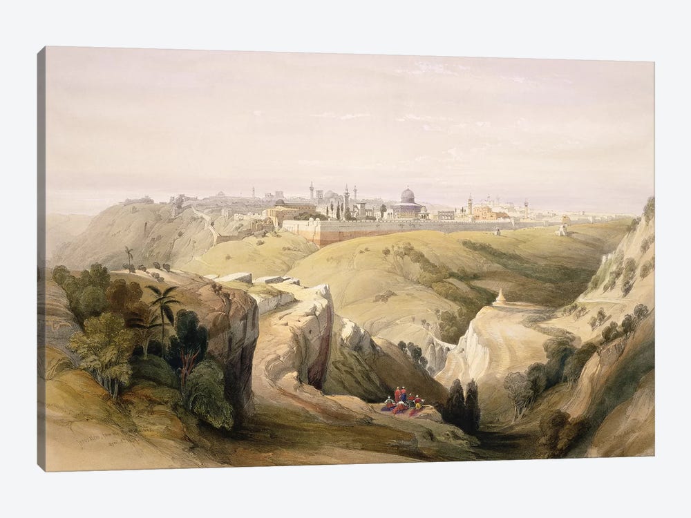 Jerusalem from the Mount of Olives, April 8th 1839, plate 6 from Volume I of 'The Holy Land'pub. 1842  by David Roberts 1-piece Canvas Print