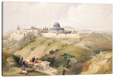Jerusalem, April 9th 1839, plate 16 from Volume I of 'The Holy Land' pub. 1842  Canvas Art Print - Orientalism Art