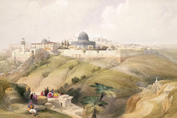 Israel: Jerusalem, April 9th 1839, plate 16 from Volume I of 'The Holy Land' pub. 1842  by David Roberts