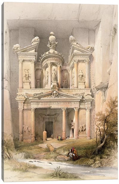Petra, March 7th 1839, plate 92 from Volume III of 'The Holy Land' pub. 1849  Canvas Art Print - Jordan