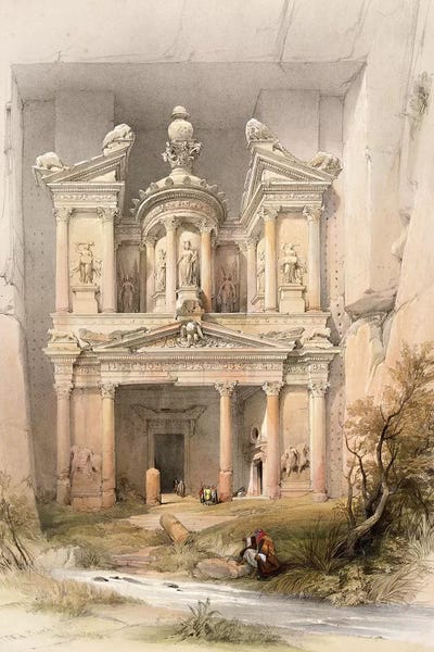 Wonders Of The World: Petra, March 7th 1839, plate 92 from Volume III of 'The Holy Land' pub. 1849  by David Roberts