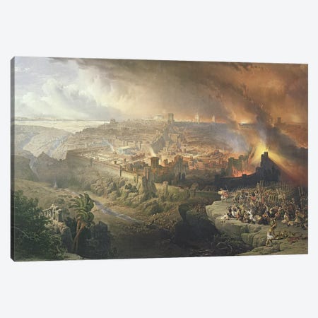The Destruction of Jerusalem in 70 AD, engraved by Louis Haghe   Canvas Print #BMN9997} by David Roberts Canvas Art
