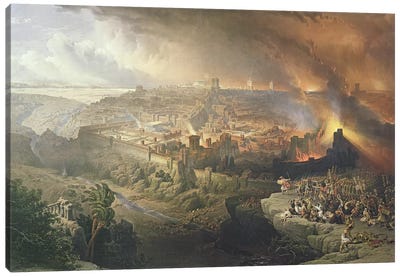 The Destruction of Jerusalem in 70 AD, engraved by Louis Haghe   Canvas Art Print