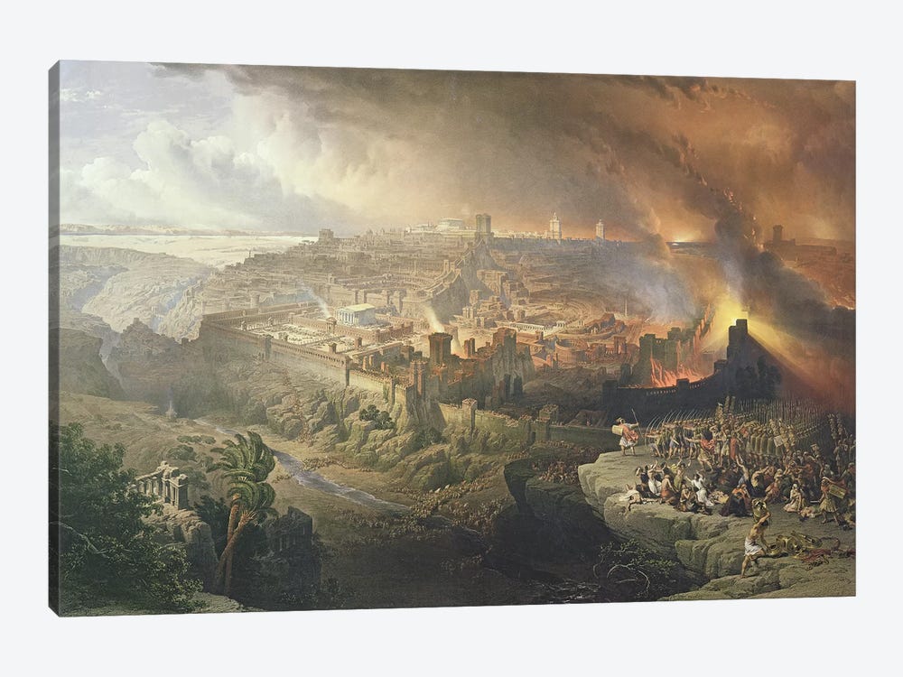 The Destruction of Jerusalem in 70 AD, engraved by Louis Haghe   by David Roberts 1-piece Canvas Artwork