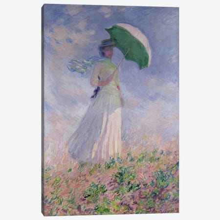 Woman with a Parasol turned to the Right, 1886  Canvas Print #BMN999} by Claude Monet Canvas Artwork
