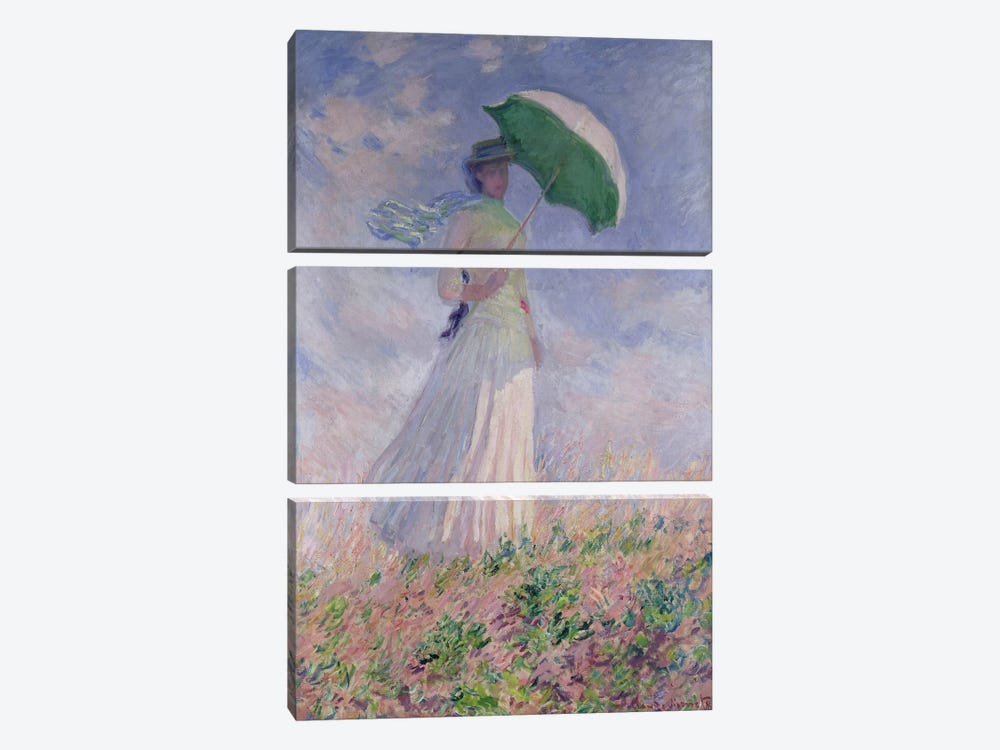 Woman with a Parasol turned to the Right, 1886  by Claude Monet 3-piece Art Print