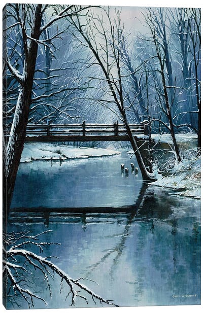First Snow Canvas Art Print - Rustic Winter