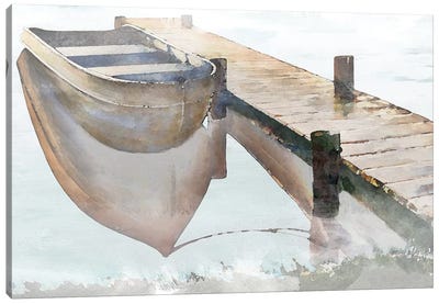 Nostalgic Pier Canvas Art Print - Rowboat Art