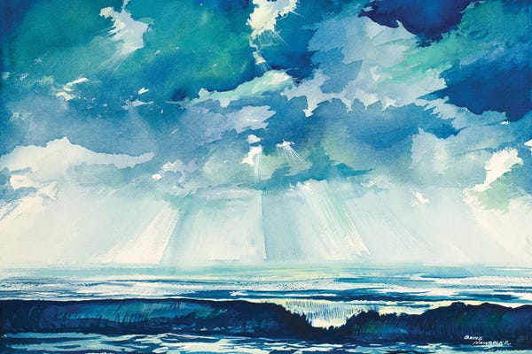 Teal Abstract Art: Clouds And Ocean by Bruce Nawrocke