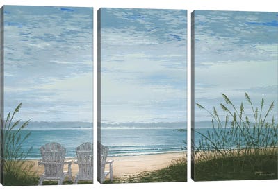 Beach Chairs Canvas Art Print - 3-Piece Beach Art