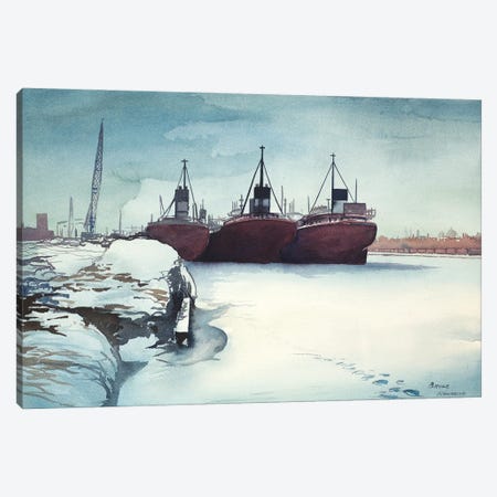 Frozen Dock Canvas Print #BNA74} by Bruce Nawrocke Art Print