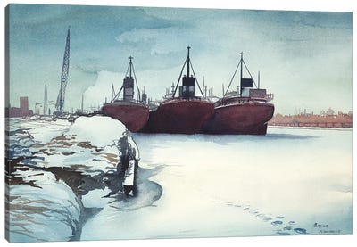 Frozen Dock Canvas Art Print - Bruce Nawrocke