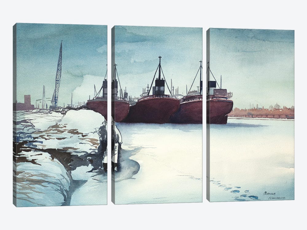 Frozen Dock by Bruce Nawrocke 3-piece Canvas Art Print