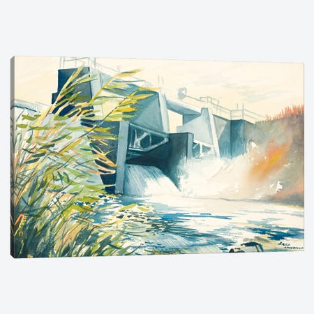Industrial Dam Canvas Print #BNA78} by Bruce Nawrocke Canvas Art