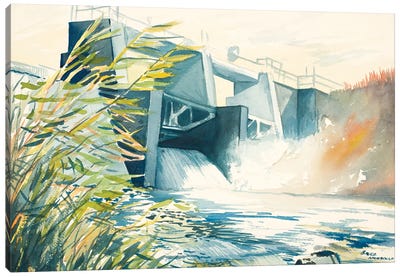 Industrial Dam Canvas Art Print - Bruce Nawrocke