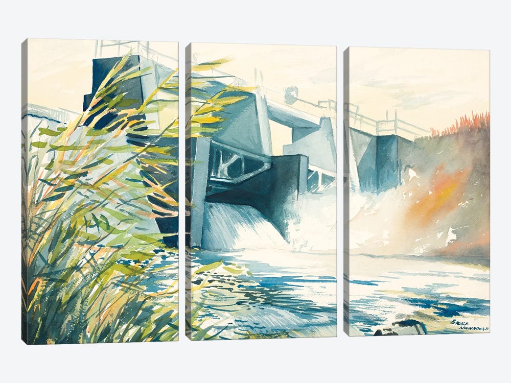 Industrial Dam by Bruce Nawrocke 3-piece Art Print