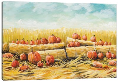 Pumpkin Patch Canvas Art Print - Field, Grassland & Meadow Art