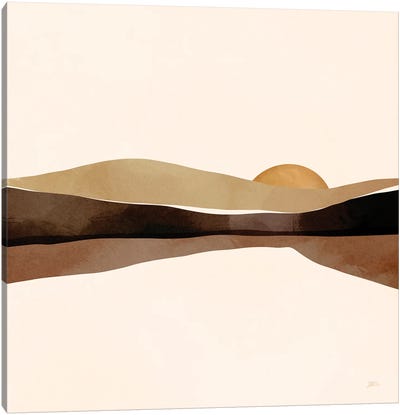 Mocha Sunset Canvas Art Print - Minimalist Abstract Art