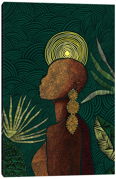 Vea (Teal) Canvas Art Print - Tropical Leaf Art