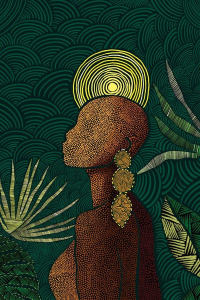 Large Floral & Botanical Art - Canvas Prints: Vea (Teal) by Bria Nicole