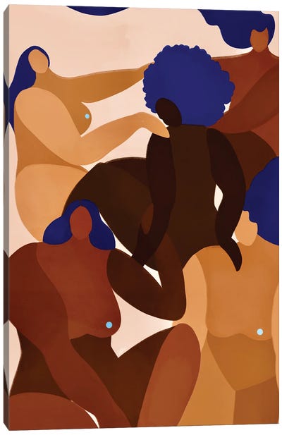 Women Supporting Canvas Art Print - Abstract Figures Art