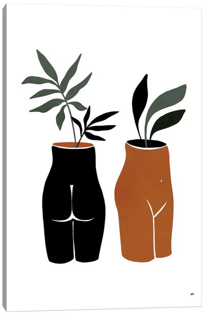 Nude Planters Canvas Art Print - Leaf Art