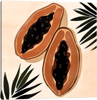 Papaya Canvas Art Print - Tropical Leaf Art