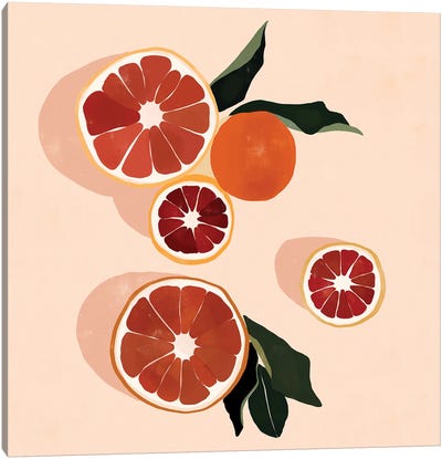 Grapefruit Canvas Art Print - Kitchen Art
