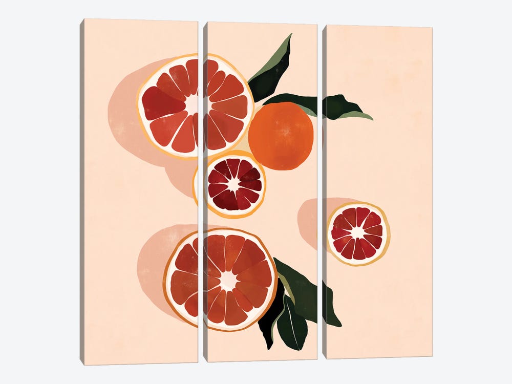 Grapefruit 3-piece Canvas Print