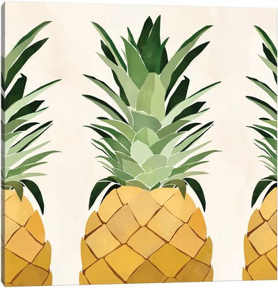 Pineapple Trio Canvas Art Print - Large Art for Kitchen