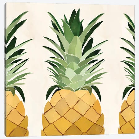 Pineapple Trio Canvas Print #BNC51} by Bria Nicole Canvas Art