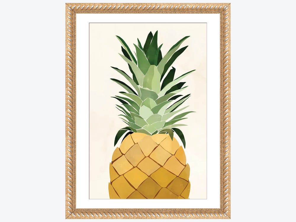 Framed Canvas Art - Pineapple Single by Bria Nicole ( Food & Drink > Food > Fruits > Pineapples art) - 26x18 in