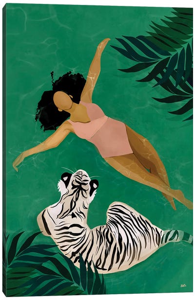 Drift Canvas Art Print - Tiger Art