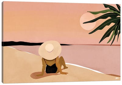 Beach Gaze Canvas Art Print - Beach Sunrise & Sunset Art