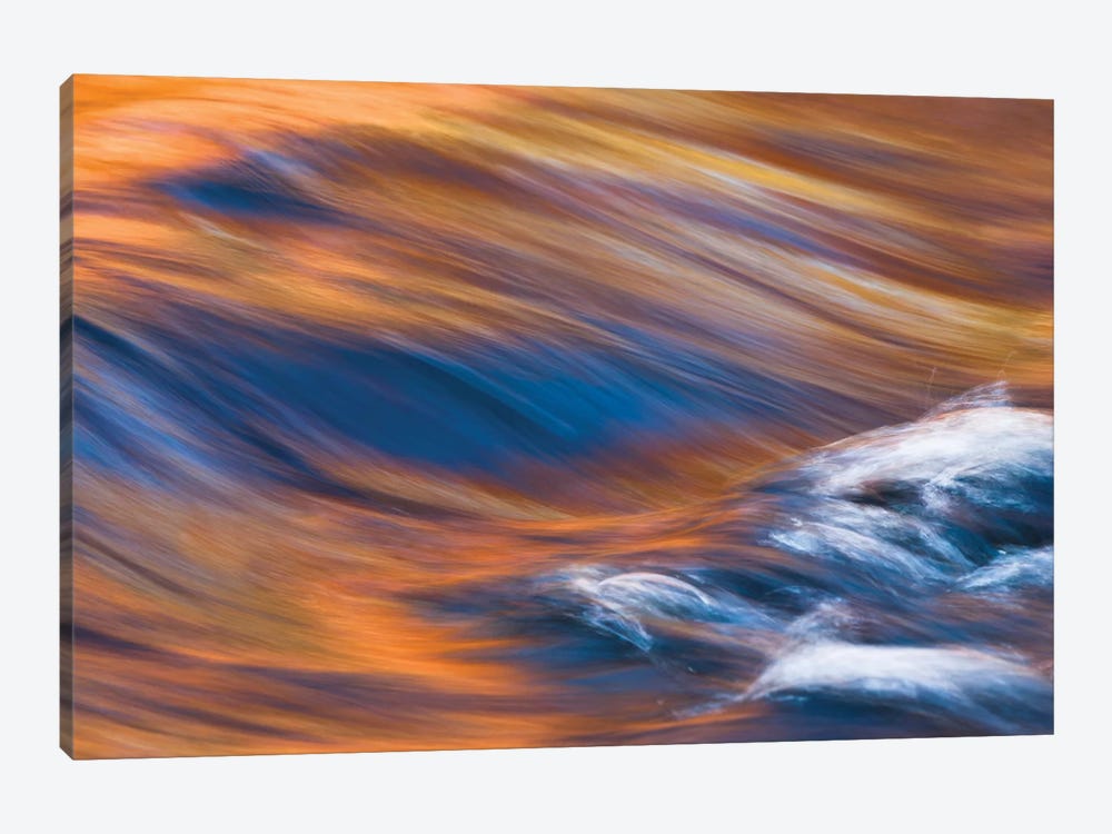 Painterly Impression Of A Rushing Stream Reflecting Autumn Colors by Brenda Tharp 1-piece Canvas Wall Art