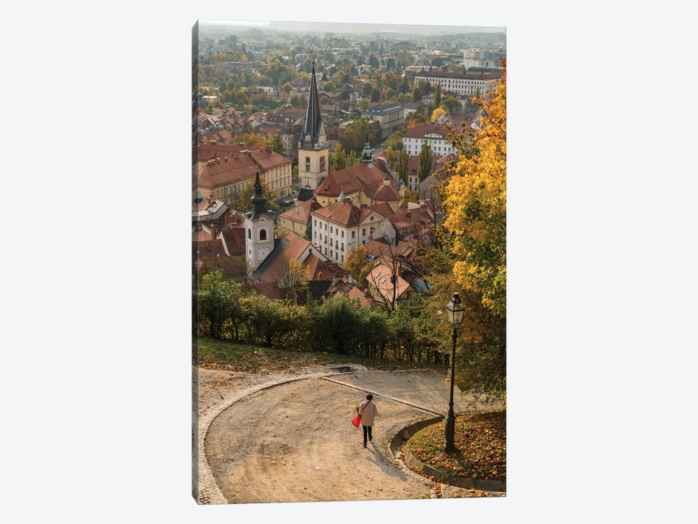 Slovenia, Ljubljana. Late afternoon light falling on the heart of the old town by Brenda Tharp 1-piece Canvas Art