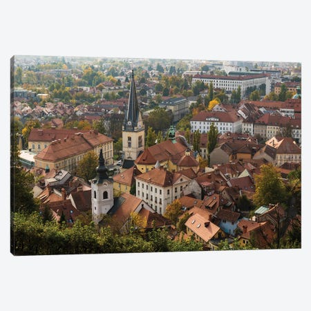 Slovenia, Ljubljana. Late afternoon light falling on the heart of the old town Canvas Print #BND25} by Brenda Tharp Art Print
