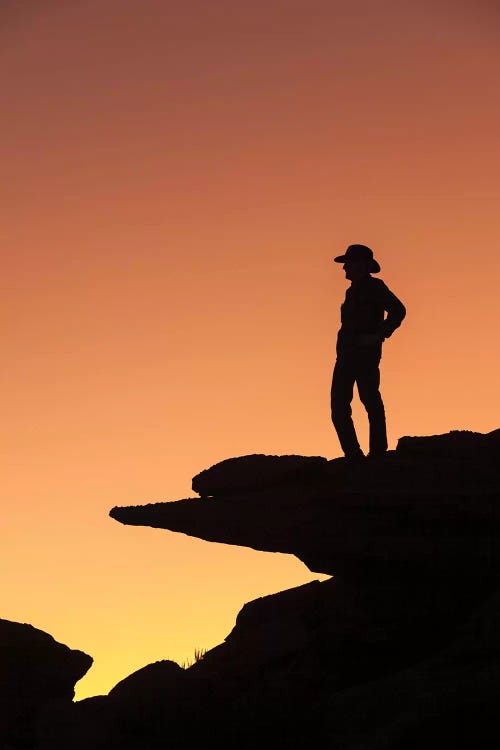 Man Standing On Rock Surveying The View