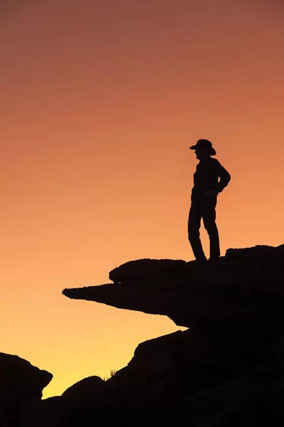 Brenda Tharp: Man Standing On Rock Surveying The View by Brenda Tharp