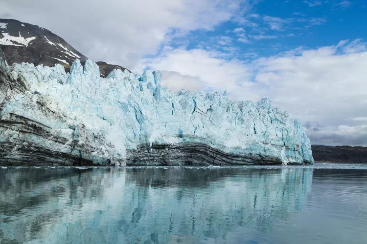 Alaska, Glacier Bay. A close-up view of Margerie Glacier with lateral moraine