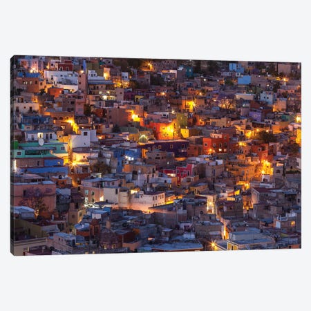 Mexico, Guanajuato. Street lights add ambience to this twilight village scene. Canvas Print #BND7} by Brenda Tharp Canvas Art Print