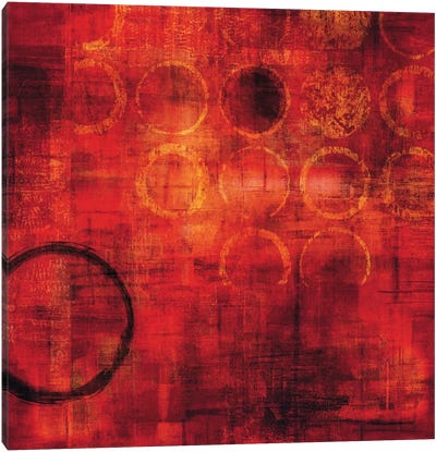 Rojo Canvas Art Print - Circular Abstract Art