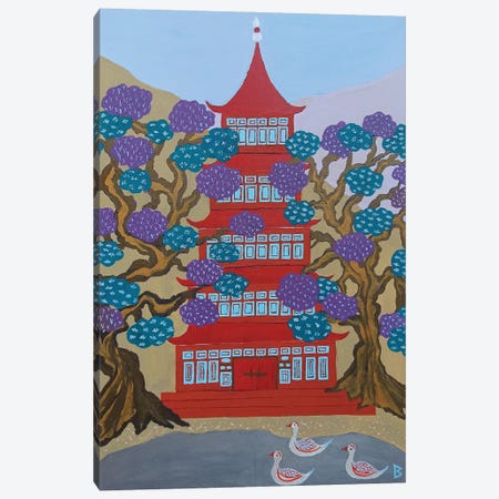 Red Pagoda By The Lake Canvas Print #BNI106} by Berit Bredahl Nielsen Canvas Print