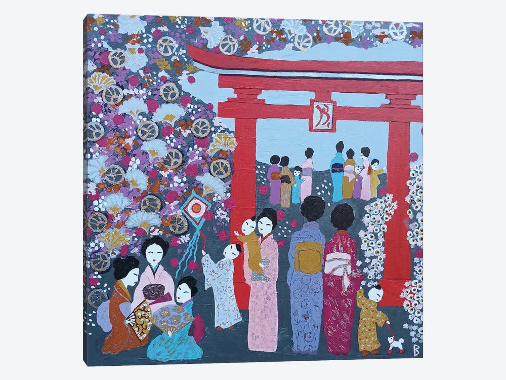 A Happy Gathering By The Torii Gate by Berit Bredahl Nielsen 1-piece Canvas Artwork