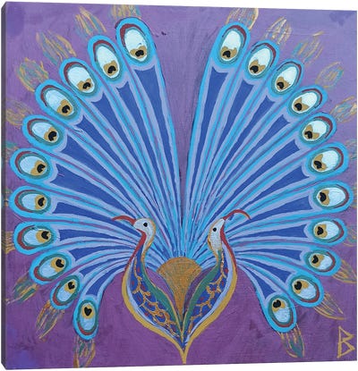 Persian Double Peacock Canvas Art Print - Berit Bredahl Nielsen