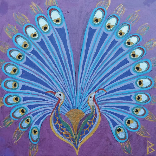 Berit Bredahl Nielsen: Persian Double Peacock by Berit Bredahl Nielsen