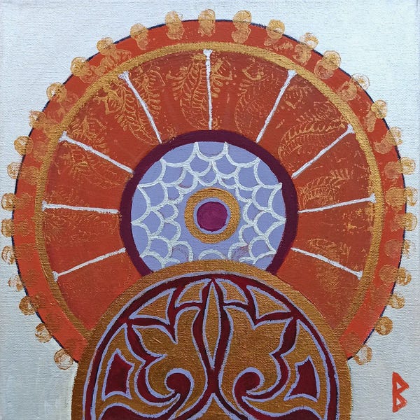 Berit Bredahl Nielsen: Indian Inspiration With Red Hand Fan by Berit Bredahl Nielsen