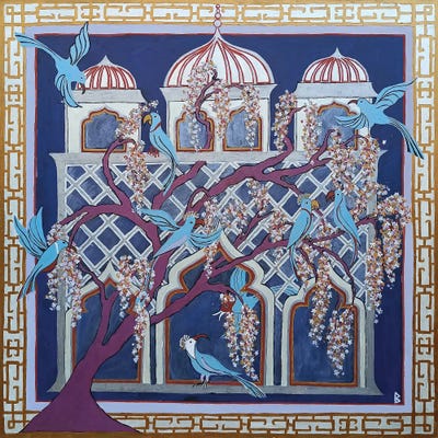 Blue Birds by Berit Bredahl Nielsen framed canvas print