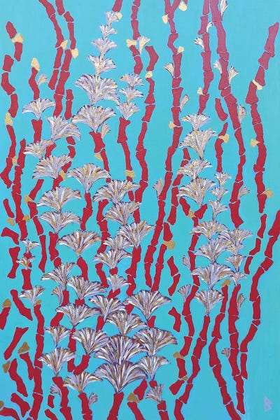 Red Corals With Gold Flowers by Berit Bredahl Nielsen canvas print
