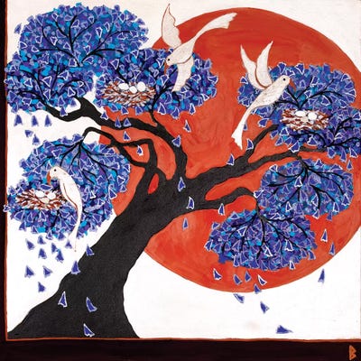 Bird's Nests In A Jacaranda Tree by Berit Bredahl Nielsen framed canvas print